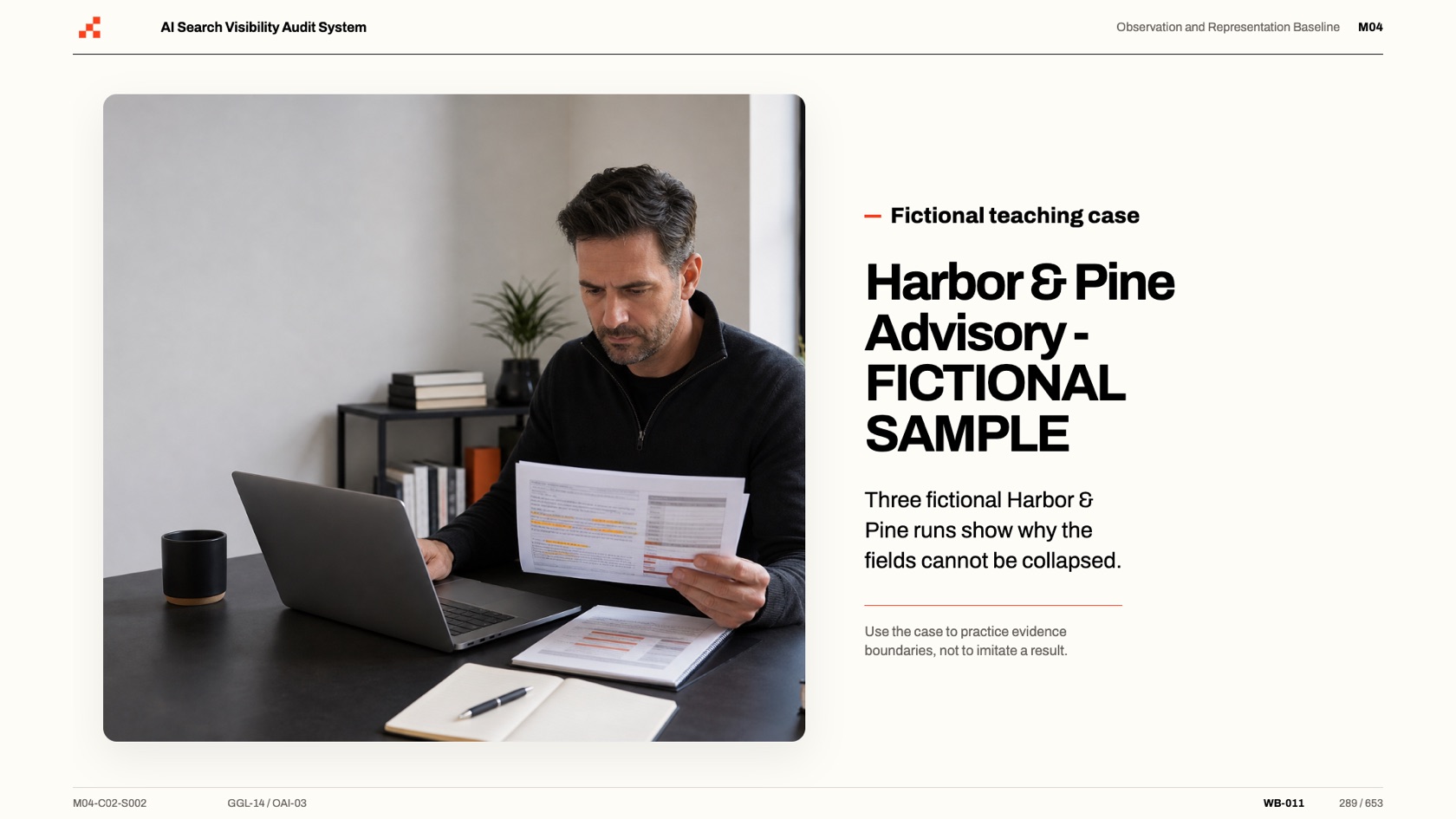 Course slide: the Harbor and Pine fictional teaching case
